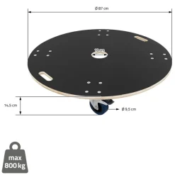 Rollbrett Möbelroller rund Ø 87 cm aus Multiplex mit Feststellbremsen Tragkraft 800 kg
