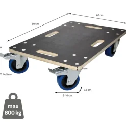 Rollbrett Möbelroller 40 x 60 cm aus Multiplex mit Feststellbremsen Tragkraft 800 kg