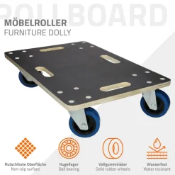 Rollbrett Möbelroller 40 x 60 cm aus Multiplex Traglast 800 kg
