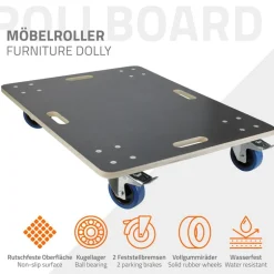 Rollbrett Möbelroller 60 x 80 cm aus Multiplex mit Feststellbremsen Tragkraft 800 kg