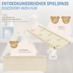 Rutsche für Kletterdreieck mit 7 Griffen zum Einhängen 94x32x7 cm Natur aus Holz Joyz