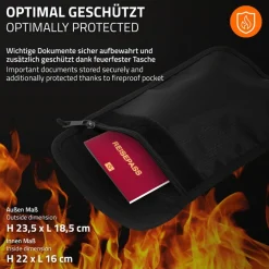Safe Tresor 16L aus Stahl mit Elektronikschloss, Notschlüsseln und feuerfester Tasche