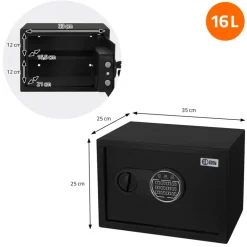 Safe Tresor 16L aus Stahl mit Elektronikschloss, Notschlüsseln und feuerfester Tasche