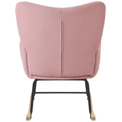 Schaukelstuhl mit Armlehnen in Frottee Rosa bis 120 kg Naturholz Schaukelsessel Relaxstuhl