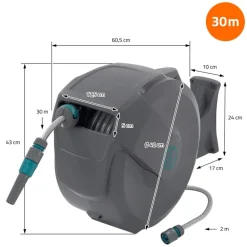 Schlauchaufroller 30m+2m Schlauchtrommel Wand-Schlauchbox RollUp mit Arretierstop und 9 Sprühfunktionen 180° Schwenkbar