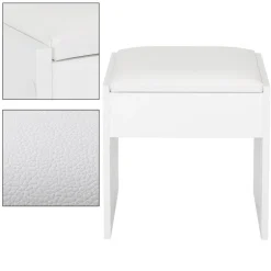 Schminktisch Frisiertisch 108x40x140 cm in Weiß mit Spiegel, LED Beleuchtung, Schublade & Hocker ML-Design
