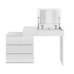 Schminktisch Frisiertisch 117,5x78x45 cm in Weiß mit Klappspiegel & 4 Schubladen ML-Design