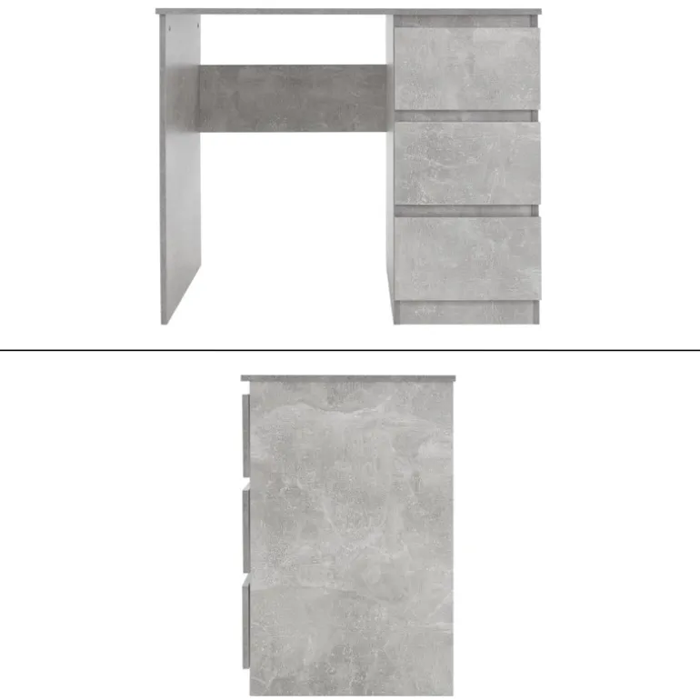 Schreibtisch mit drei Schubladen 90x76x50 cm Grau aus Holz ML-Design