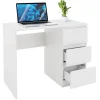Schreibtisch mit drei Schubladen 90x76x50 cm Weiß aus Holz ML-Design