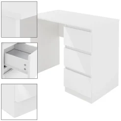 Schreibtisch mit drei Schubladen 90x76x50 cm Weiß aus Pressspan ML-Design