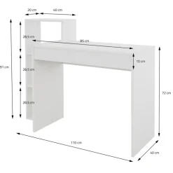 Schreibtisch mit Regal 110x72x40 cm Weiß ML-Design