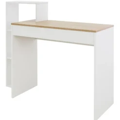 Schreibtisch mit Regal 110x72x40 cm Weiß/Sonoma-Eiche aus Holz ML-Design