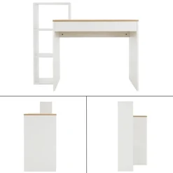 Schreibtisch mit Regal 110x72x40 cm Weiß/Sonoma-Eiche aus Holz ML-Design