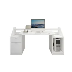 Schreibtisch mit Schublade 180x90 cm Weiß aus MDF ML-Design