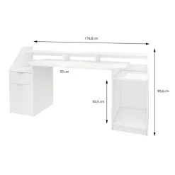 Schreibtisch mit Schublade 180x90 cm Weiß aus MDF ML-Design