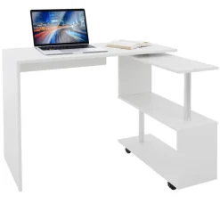 Schreibtisch mit vier Rädern 150x88x75 cm Weiß aus MDF ML-Design