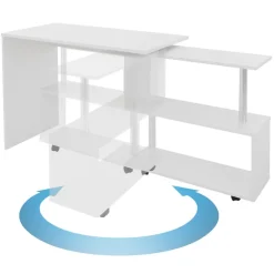 Schreibtisch mit vier Rädern 150x88x75 cm Weiß aus MDF ML-Design