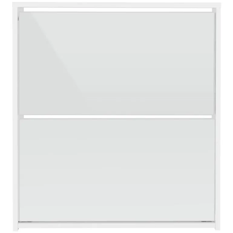 Schuhschrank mit zwei Fächern und Spiegel 63x17x67 cm Weiß ML-Design