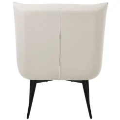 Sessel Mid Century aus Kunstleder Modern Creme Polstersessel mit Lendenkissen Relaxsessel ML-Design