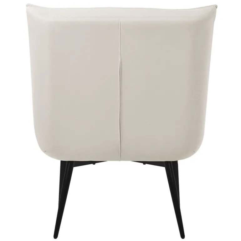 Sessel Mid Century aus Kunstleder Modern Creme Polstersessel mit Lendenkissen Relaxsessel ML-Design