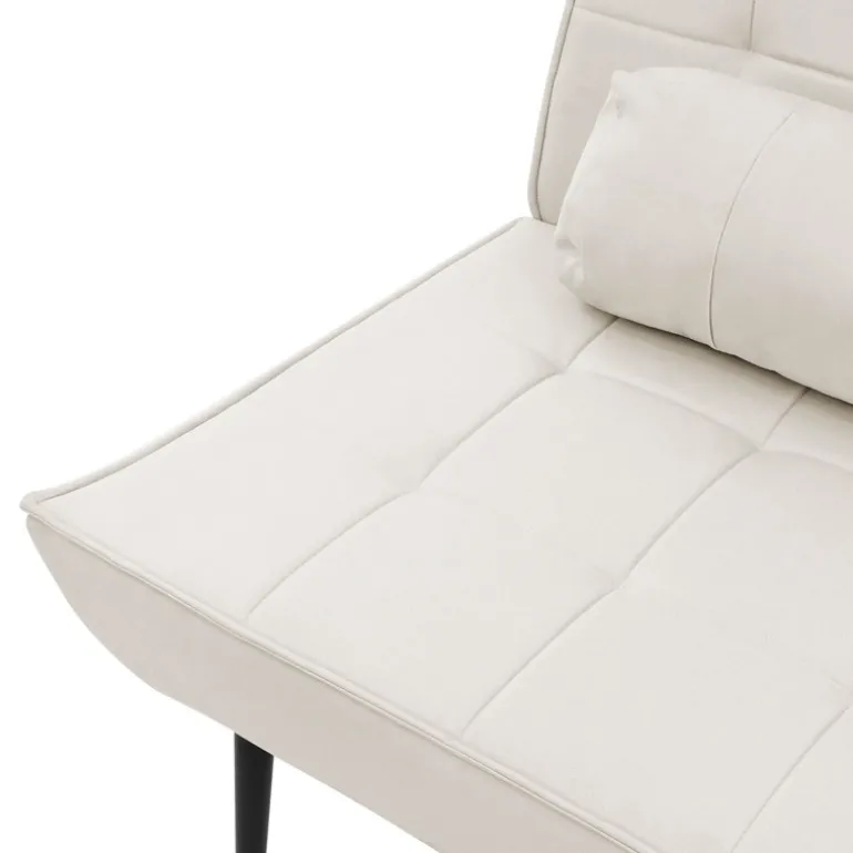 Sessel Mid Century aus Kunstleder Modern Creme Polstersessel mit Lendenkissen Relaxsessel ML-Design