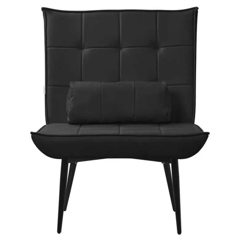 Sessel Mid Century aus Kunstleder Modern Schwarz Polstersessel mit Lendenkissen Relaxsessel ML-Design