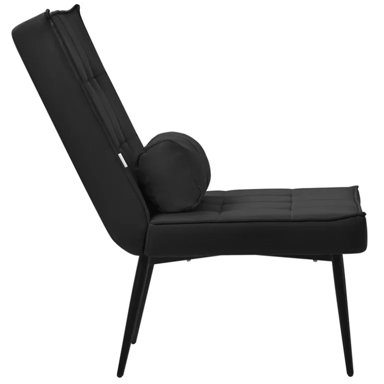 Sessel Mid Century aus Kunstleder Modern Schwarz Polstersessel mit Lendenkissen Relaxsessel ML-Design