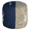 Sitzhocker rund Ø 35x43 cm Blau aus Segeltuch/Jeans mit Baumwolle Füllung  WOMO-Design
