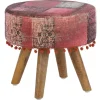 Sitzhocker 38x36 cm Rot aus Stoffbezug mit Holzbeine  WOMO-Design