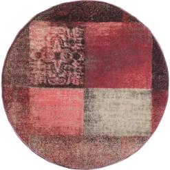 Sitzhocker 38x36 cm Rot aus Stoffbezug mit Holzbeine  WOMO-Design