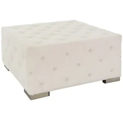 Sitzhocker XXL 90x45x90 cm Creme aus Leinen mit Metallfüße WOMO-Design