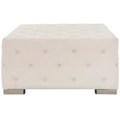 Sitzhocker XXL 90x45x90 cm Creme aus Leinen mit Metallfüße WOMO-Design