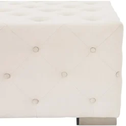 Sitzhocker XXL 90x45x90 cm Creme aus Leinen mit Metallfüße WOMO-Design