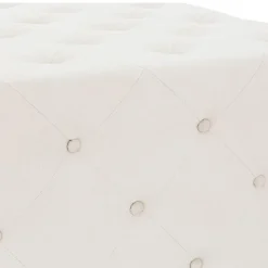 Sitzhocker XXL 90x45x90 cm Creme aus Leinen mit Metallfüße WOMO-Design