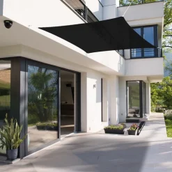 Sonnensegel quadrat 3,6x3,6 m Anthrazit 100% HDPE mit UV Schutz inkl. Befestigungsseile