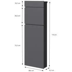 Standbriefkasten freistehend bis DIN A4 115 cm hoch Anthrazit aus rostfreiem Stahl ML-Design