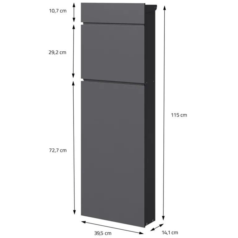 Standbriefkasten freistehend bis DIN A4 115 cm hoch Anthrazit aus rostfreiem Stahl ML-Design