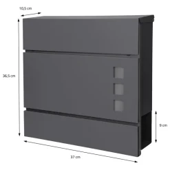 Standbriefkasten mit Zeitungsfach 37 cm Anthrazit inkl. Ständer 120 cm hoch Silber Briefkasten freistehend