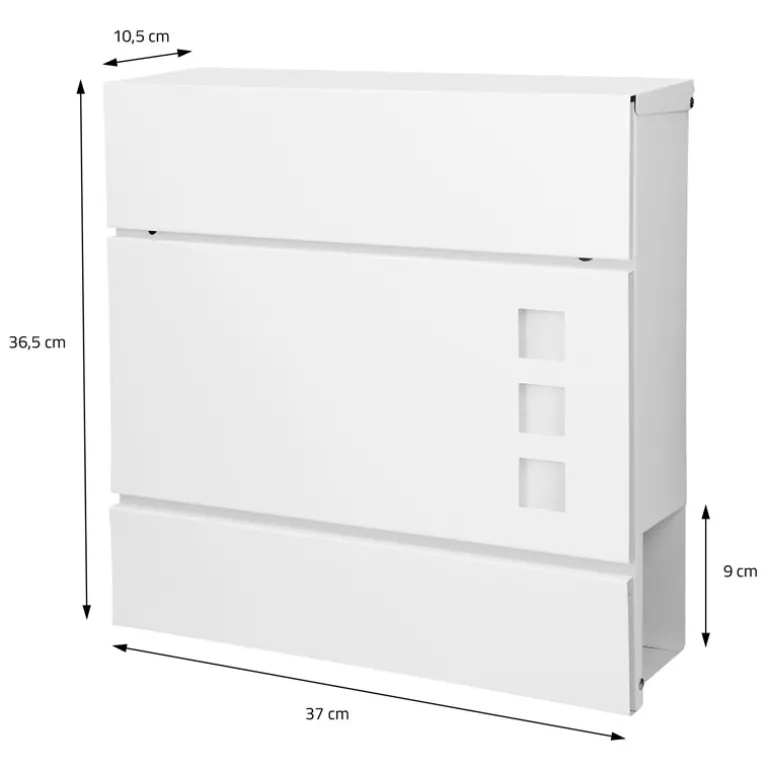Standbriefkasten mit Zeitungsfach 37 cm Weiß inkl. Ständer 120 cm hoch Silber Briefkasten freistehend