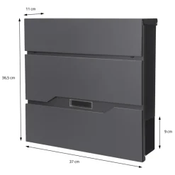 Standbriefkasten mit Zeitungsfach 37x11x36,5 cm Anthrazit aus Edelstahl ML-Design