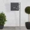 Standbriefkasten mit Zeitungsfach 37x36,5x11 cm Anthrazit/Schwarz-Marmoroptik aus Stahl ML-Design, Modernes Dreieckiges Design, Standhöhe 120 cm Silber
