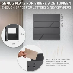 Standbriefkasten mit Zeitungsfach 37x37x11 cm Anthrazit inkl. Ständer H:120 cm ML-Design