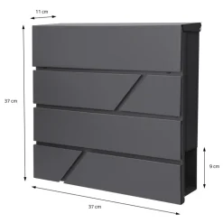Standbriefkasten mit Zeitungsfach 37x37x11 cm Anthrazit inkl. Ständer H:120 cm ML-Design