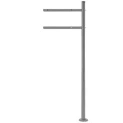 Standbriefkasten mit Zeitungsfach 37x37x11 cm Anthrazit/Holzoptik aus Stahl ML-Design, Modernes Diagonales Design, Standhöhe 120 cm Silber