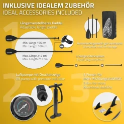 Stand Up Paddle aufblasbares SUP Board Makani 320x80x15 cm in Gelb aus PVC inkl. Pumpe und Tragetasche