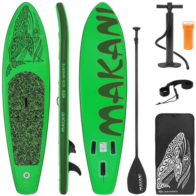 Stand Up Paddle aufblasbares SUP Board Makani 320x80x15 cm in Grün aus PVC inkl. Pumpe und Tragetasche