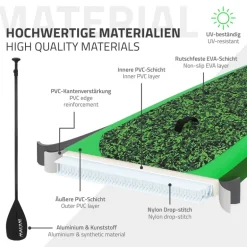 Stand Up Paddle aufblasbares SUP Board Makani 320x80x15 cm in Grün aus PVC inkl. Pumpe und Tragetasche