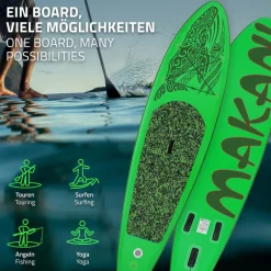 Stand Up Paddle aufblasbares SUP Board Makani 320x80x15 cm in Grün aus PVC inkl. Pumpe und Tragetasche
