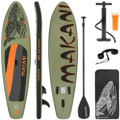 Stand Up Paddle aufblasbares SUP Board Makani 320x80x15 cm in Olive aus PVC inkl. Pumpe und Tragetasche