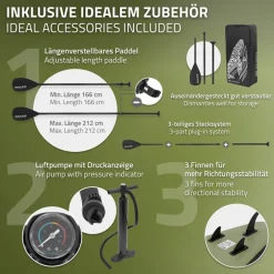 Stand Up Paddle aufblasbares SUP Board Makani 320x80x15 cm in Olive aus PVC inkl. Pumpe und Tragetasche